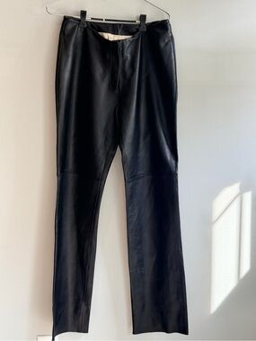bebe Black Leather Pants with Tan Lining